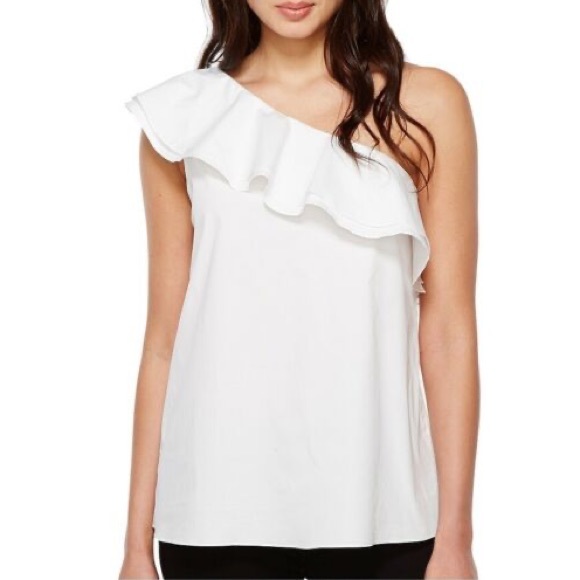 Vince Camuto Tops - NWT Vince Camuto white ruffle one shoulder blouse